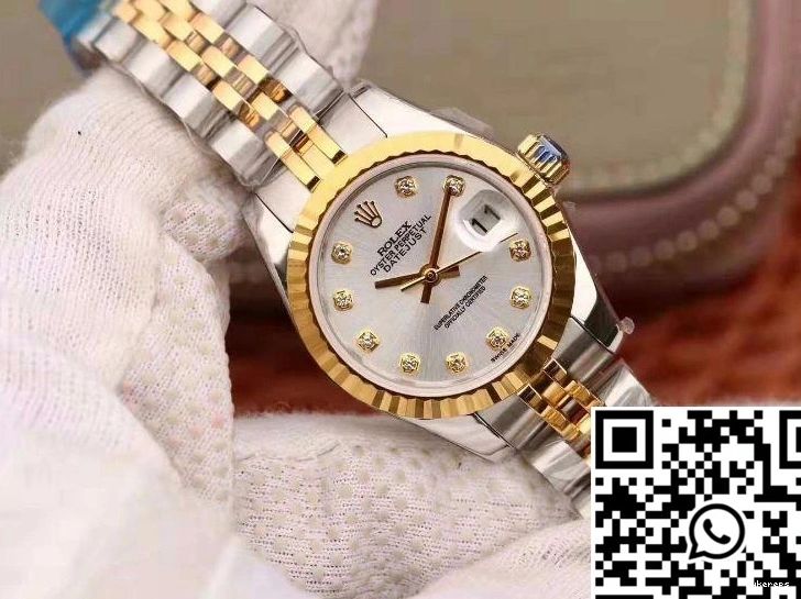 Datejust 18K Dial Lady 28MM Gold Rolex Silver 0206